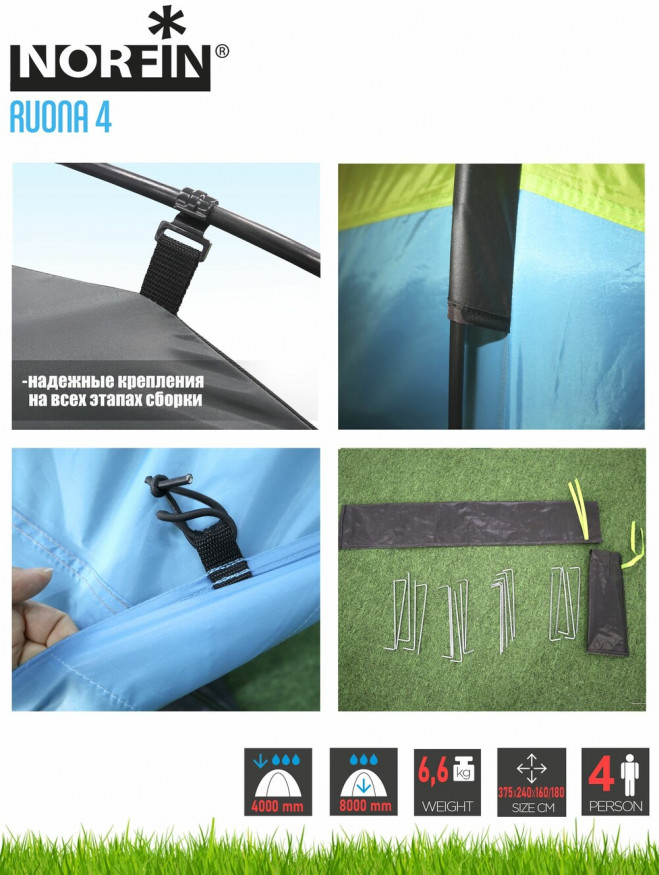Палатка кемпинговая 4-х местная Norfin RUONA 4 NFL