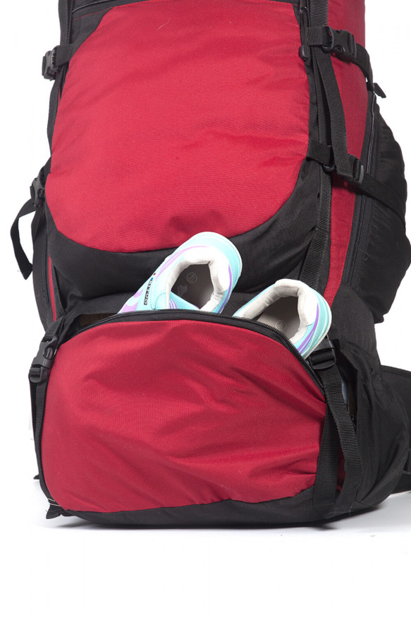 Рюкзак туристический Хальмер 2, с латами, красно-серый, 65 л, ТАЙФ