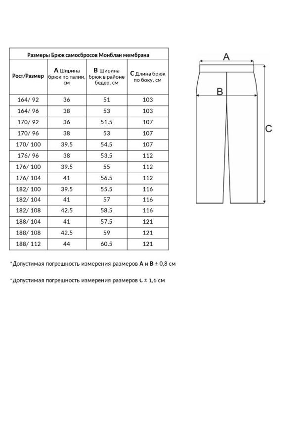 Брюки-самосбросы Век Монблан мембрана