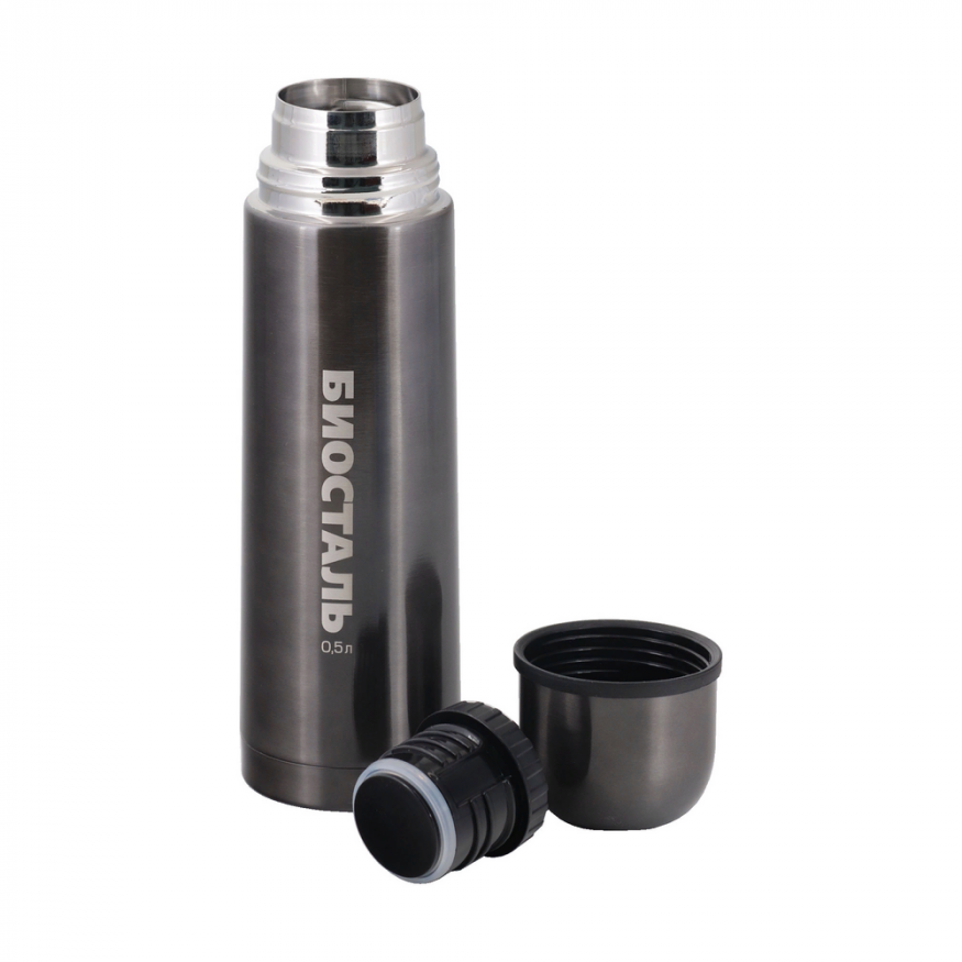 Термос Биосталь с узкой горловиной, цвет вороненая сталь, 1 л
