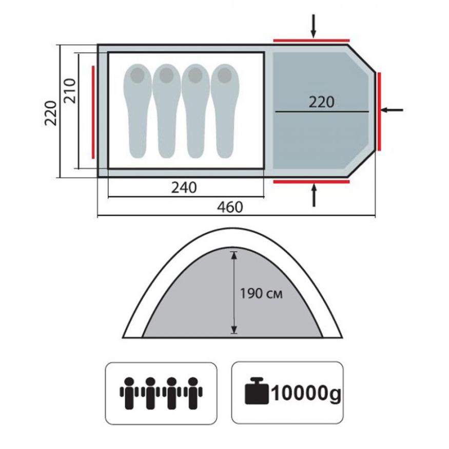 Палатка Tramp ANACONDA 4, v2, песочный цвет